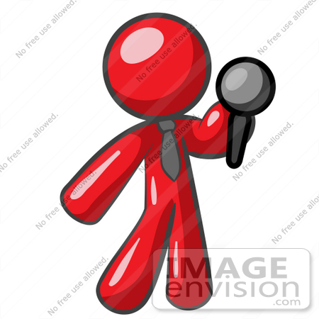 450x450 Clip Art Graphic Of A Red Guy Character Holding A Microphone