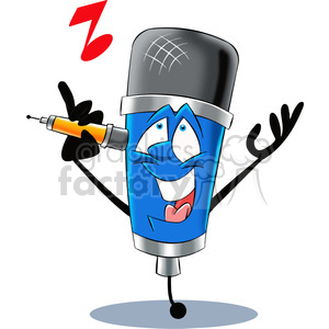 300x300 Royalty Free Cartoon Microphone Mascot Character Singing 400340