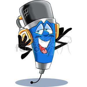 300x300 Royalty Free Cartoon Microphone Mascot Wearing Headphones 400324