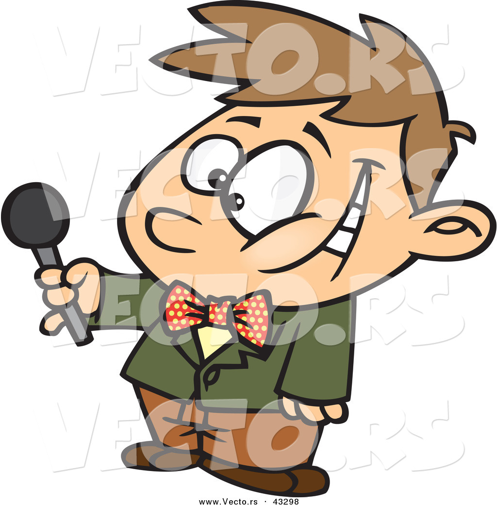1024x1044 Vector Of A Interviewing Cartoon Boy Holding Out A Microphone