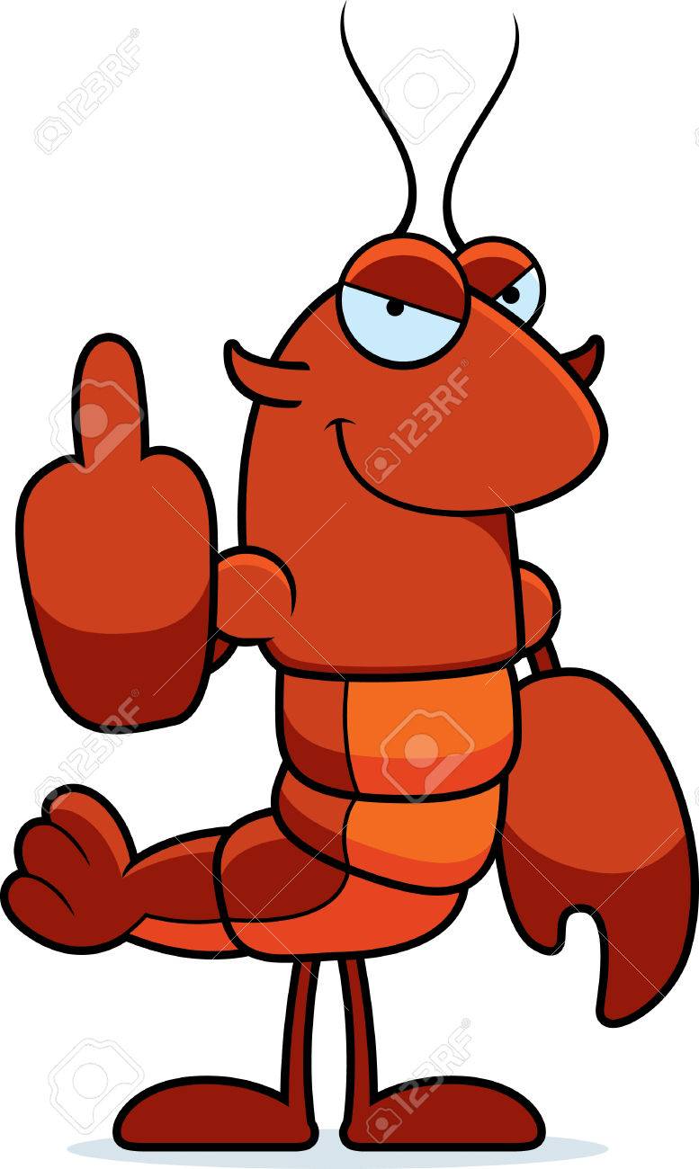 777x1300 A Cartoon Illustration Of A Crawfish Giving The Middle Finger