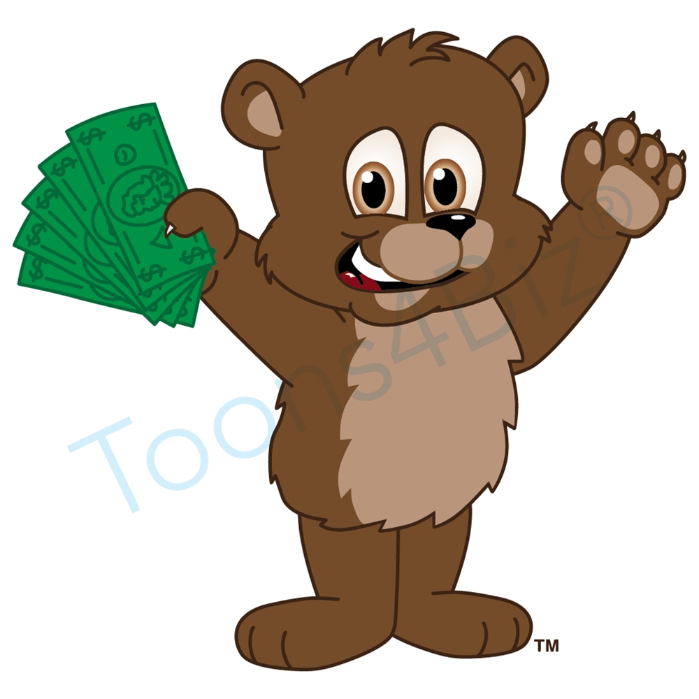 1000x1000 Bear Mascot Holding Money Clip Art