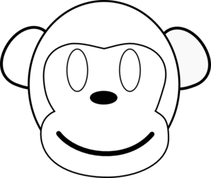 298x252 Monkey Outline Happy Clip Art