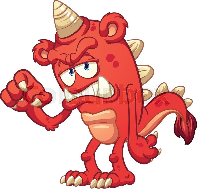 800x770 Angry Cartoon Monster. Vector Clip Art Illustration With Simple