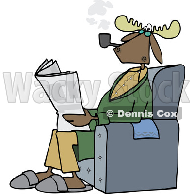 400x400 Of Cartoon Moose Smoking Pipend Reading Newspaper In