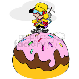 300x300 Royalty Free Cartoon Hiker On Top Of A Mountain 387787 Vector Clip