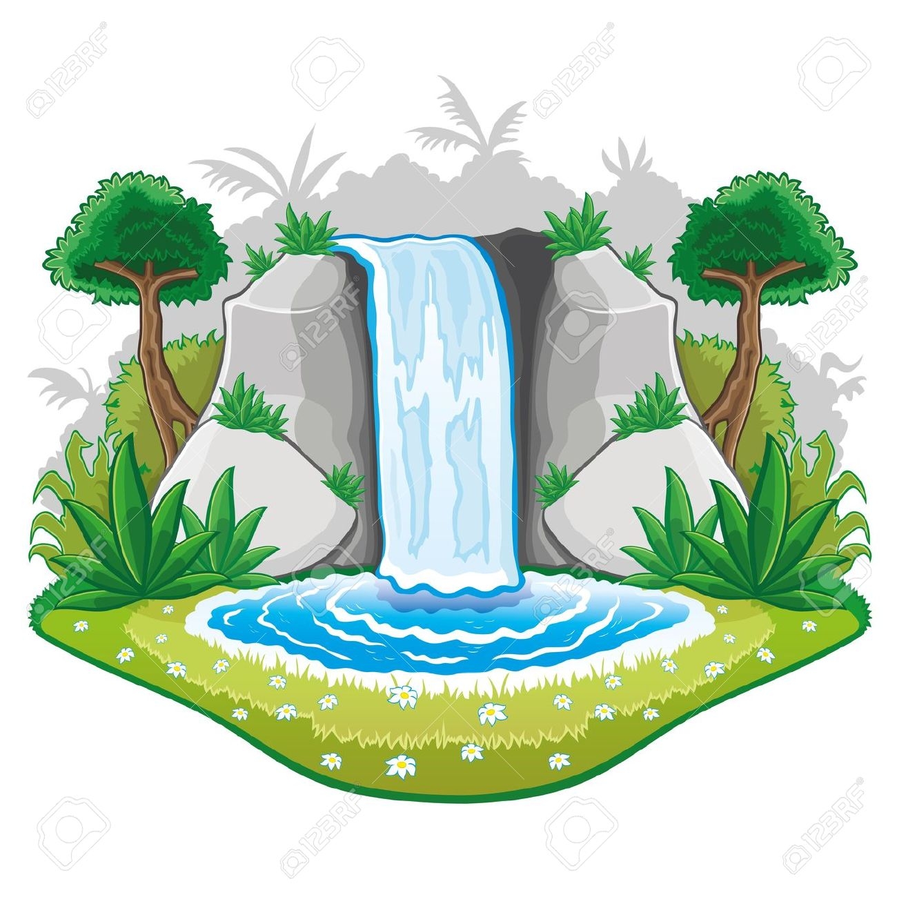 1300x1300 Waterfalls With Mountains Clip Art Cliparts