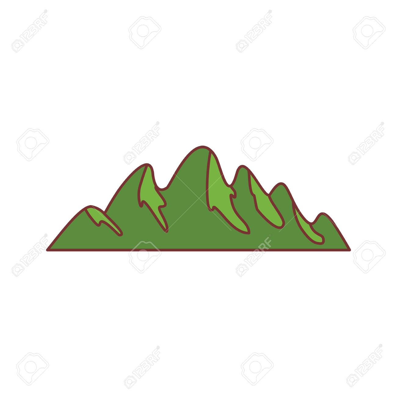 1300x1300 Green Hill Mountain Icon. Cartoon Illustration Of Mountain Vector