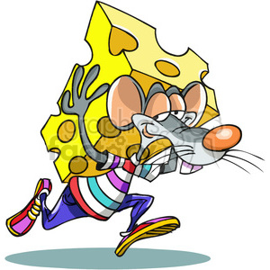 300x300 Royalty Free Cartoon Mouse Carrying Big Piece Of Cheese 387953