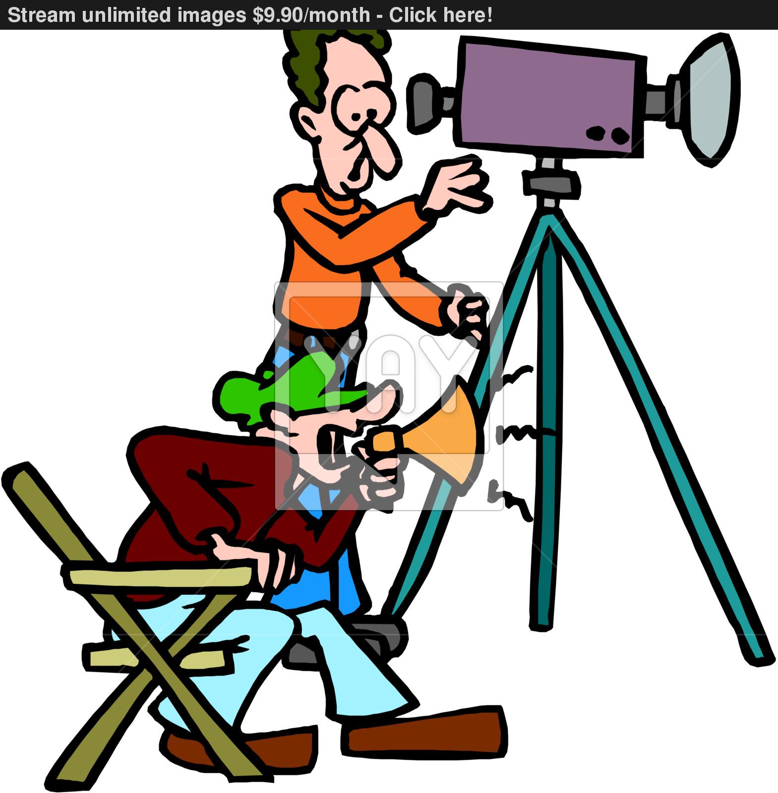 1569x1600 Cartoon Man With Movie Camera Vector