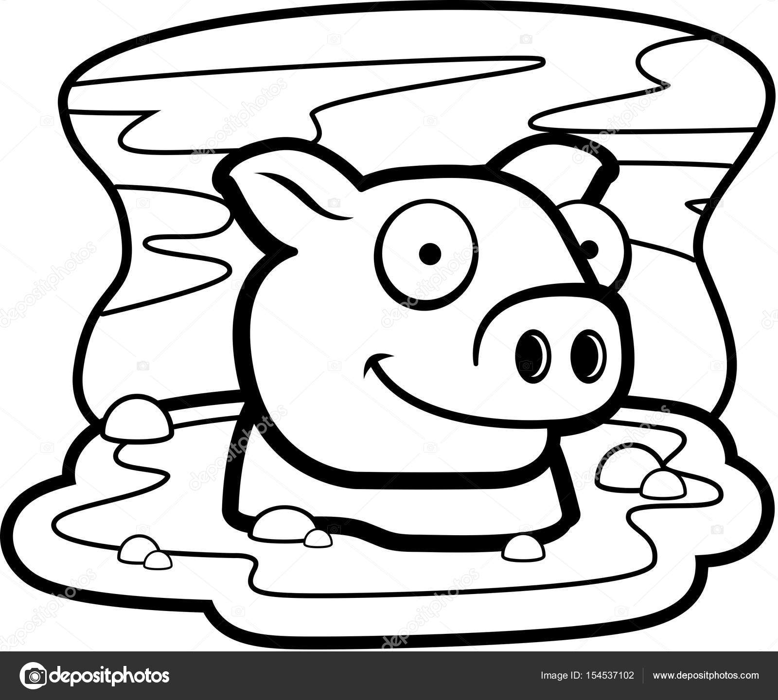 1600x1440 Cartoon Pig Mud Stock Vector Cthoman
