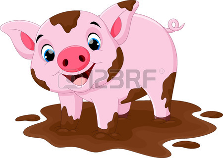 450x319 Cartoon Pig Play In A Mud Puddle Royalty Free Cliparts, Vectors