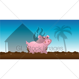 325x325 Cartoon Pig Wallowing In The Mud Gl Stock Images