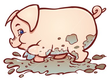 380x285 Cute Cartoon Pigs In Mud