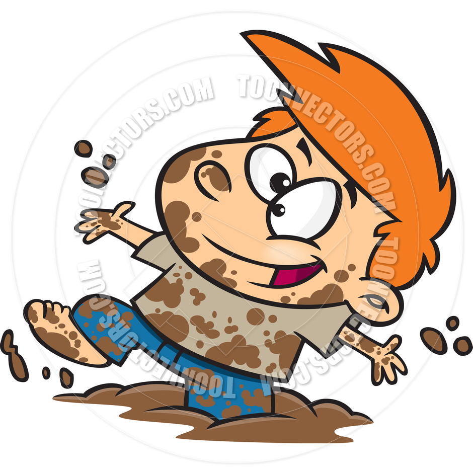 940x940 Cartoon Boy Playing In The Mud By Ron Leishman Toon Vectors Eps