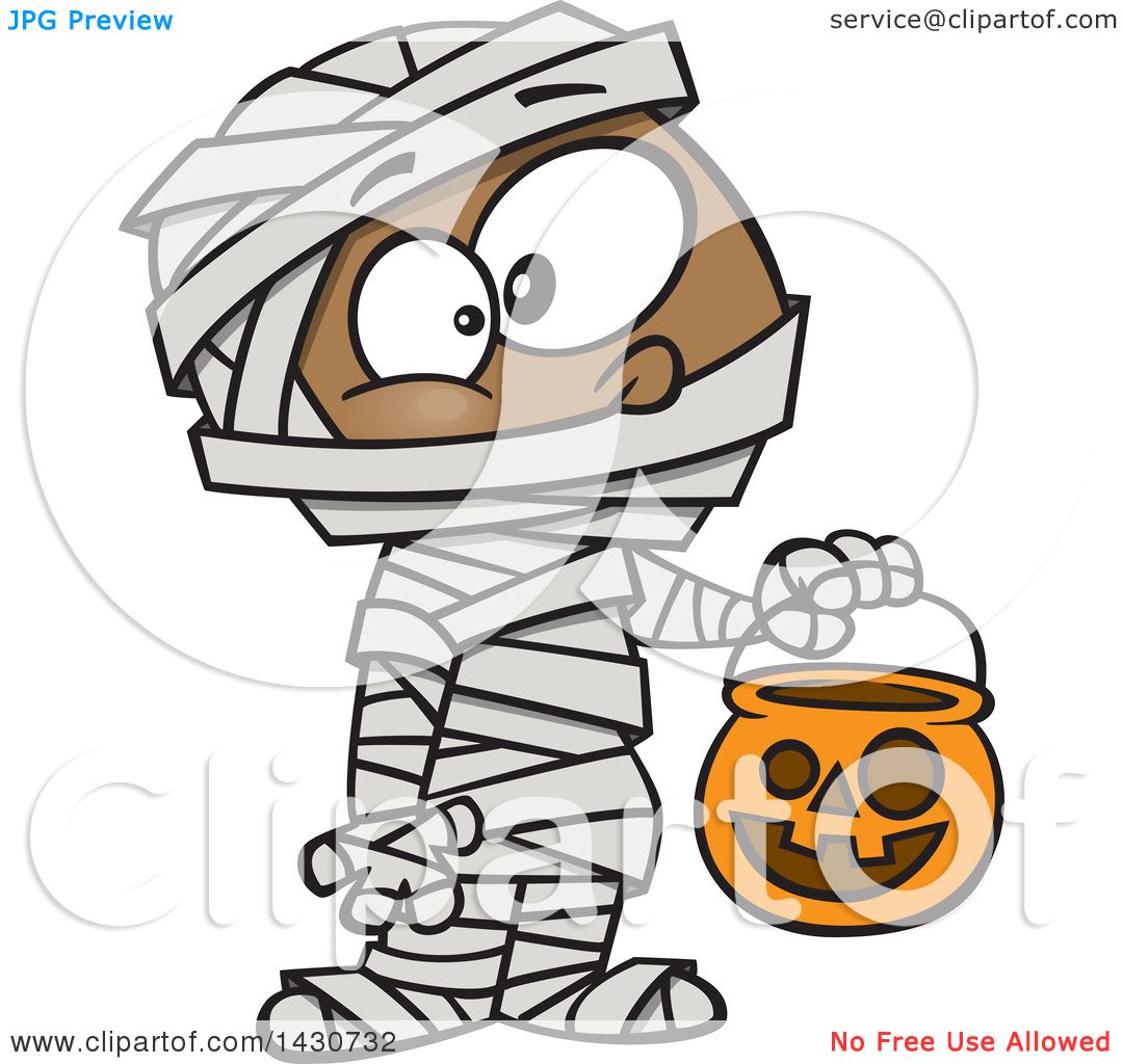 1080x1024 Clipart Of A Cartoon Black Boy In A Mummy Halloween Costume