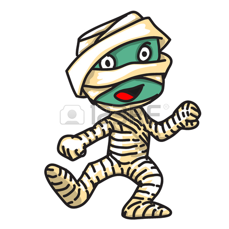 450x450 Cute Mummy Monster Cartoon Isolated On White Background. Black