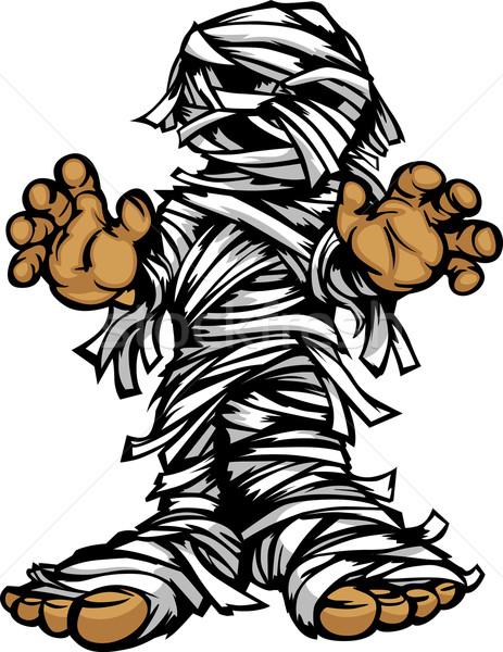 463x600 Standing Mummy Halloween Monster Cartoon Vector Illustration