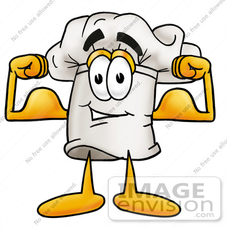 450x450 Clip Art Graphic Of A White Chefs Hat Cartoon Character Flexing