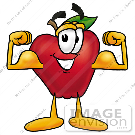 450x450 Clip Art Graphic Of A Red Apple Cartoon Character Flexing His Arm