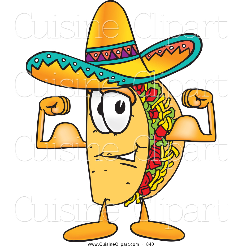 1024x1044 Cuisine Clipart Of A Happy Taco Mascot Cartoon Character Flexing