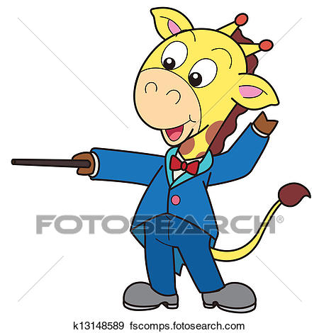 450x470 Clip Art Of Cartoon Giraffe Music Conductor K13148589