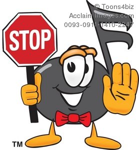 278x300 Cartoon Music Note Holding A Stop Sign