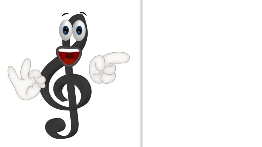 852x480 Funny Clef Music Note Cartoon Comic Illustration Stock Footage