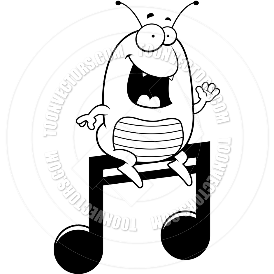 940x940 Cartoon Flea Music Note (Black And White Line Art) By Cory Thoman