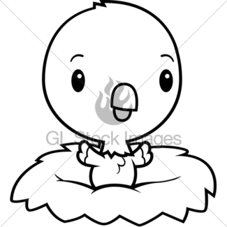 325x325 Cartoon Baby Chick Nest Gl Stock Images
