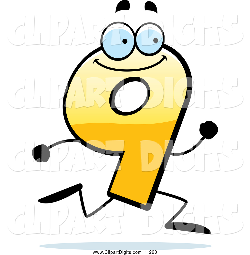 1024x1044 Vector Cartoon Clip Art Of A Running Yellow Number 9 By Cory