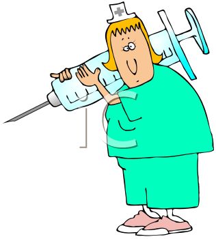 316x350 Cartoon Of A Chubby Nurse Holding A Syringe