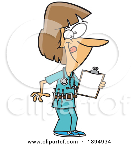 450x470 Free Cartoon Nurse In Scrub Uniform Holding Needle Clipart