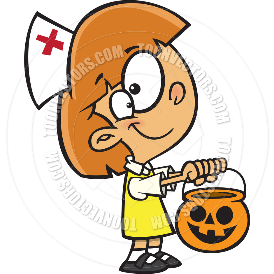 940x940 Cartoon Girl With Nurse Halloween Costume By Ron Leishman Toon