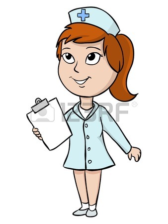 338x450 Cartoon Cute Nurse With Blank Tablet Illustration Royalty Free