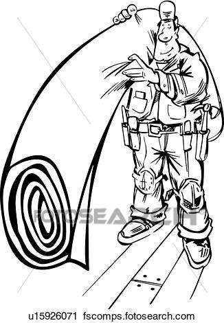 326x470 Clipart Of , Carpet, Occupations, Trades, Sign Elements, People