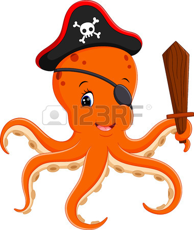 380x450 Cartoon Pirate Octopus Royalty Free Cliparts, Vectors, And Stock
