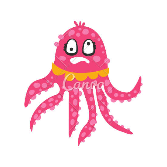 550x550 Cute Dizzy Cartoon Pink Octopus
