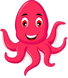 236x270 Funny Cartoon Octopus On The Blue Background The Pink Octopus