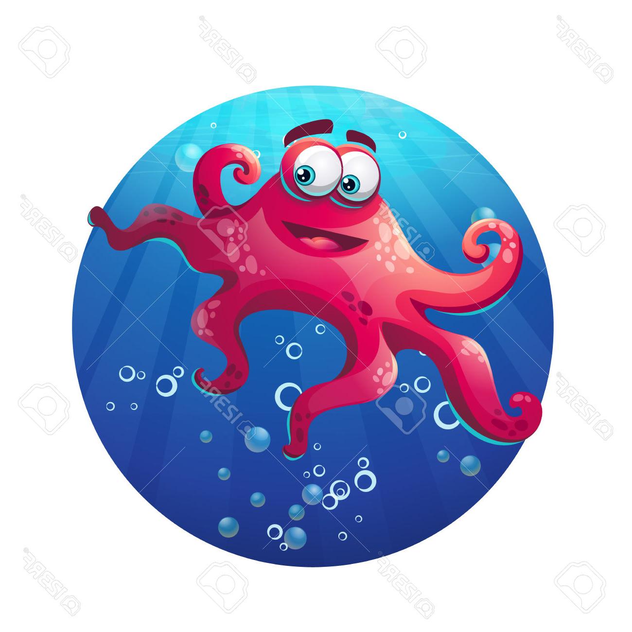 1300x1300 Best Hd Underwater Cartoon Ic Octopus In Ocean Vector Illustration