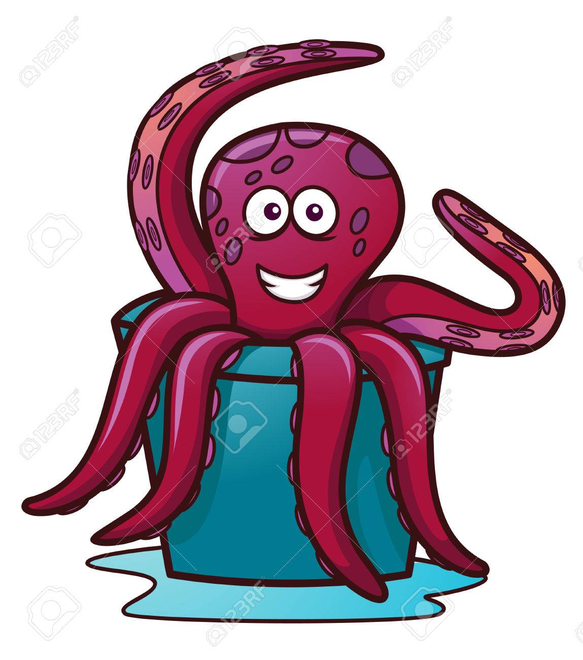 1149x1300 Octopus In The Bucket Cartoon Illustration Royalty Free Cliparts