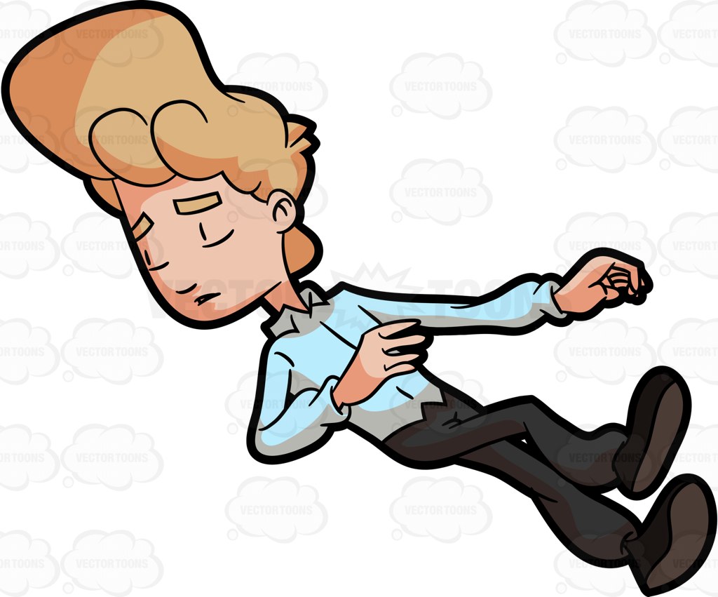 1024x851 A Sick Man Unconsciously Falls Down The Floor Cartoon Clipart