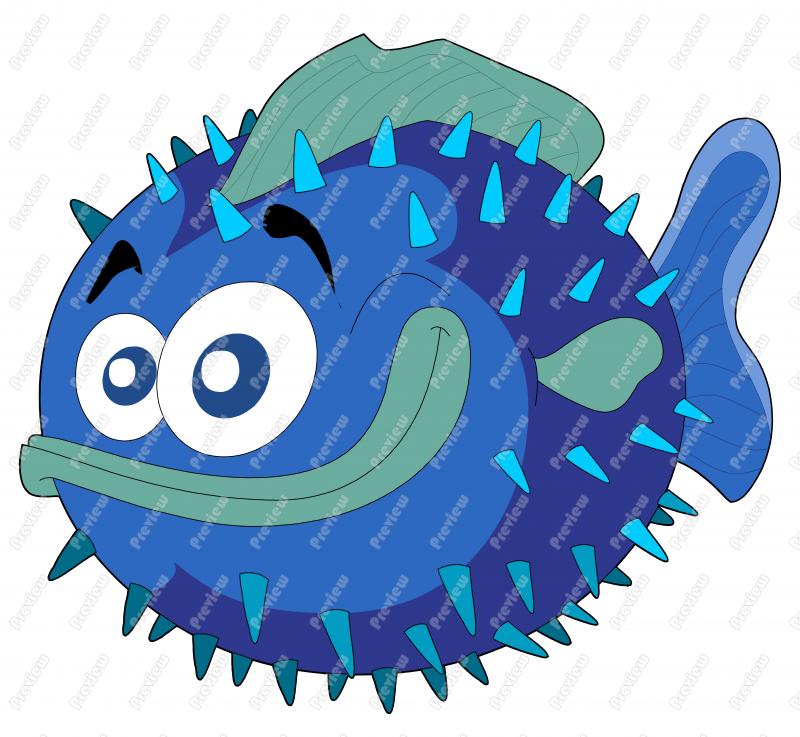 800x737 Puffer Fish Clip Art