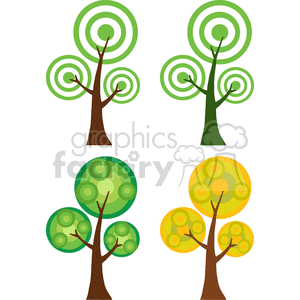 300x300 Royalty Free Four Cartoon Trees 382152 Vector Clip Art Image