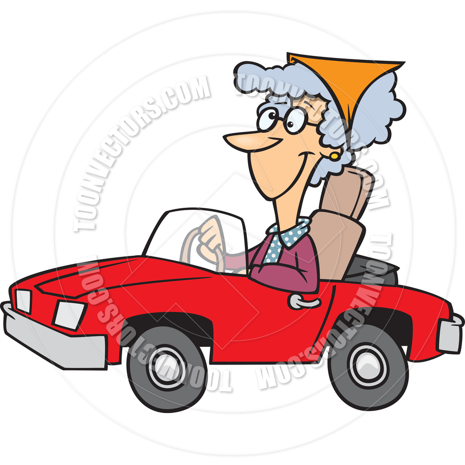 940x940 Cartoon Little Old Lady Driver By Ron Leishman Toon Vectors Eps