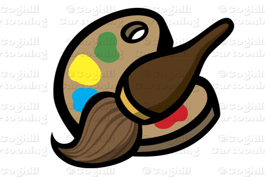540x362 Paintbrush Amp Palette Stock Illustration Cartoon Clipart