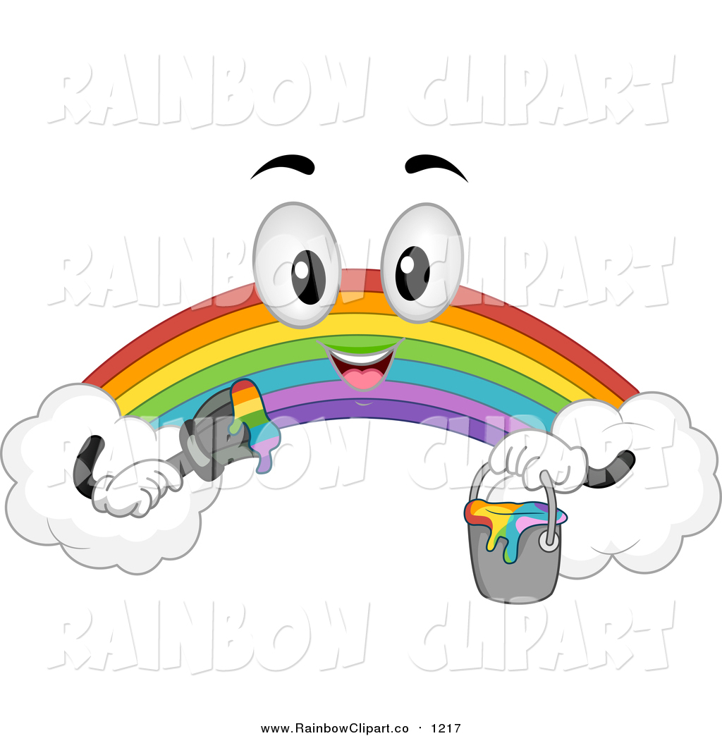 1024x1044 Vector Clip Art Of A Rainbow Character Holding A Paint Bucket