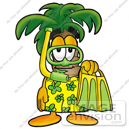450x450 Clip Art Graphic Of A Tropical Palm Tree Cartoon Character