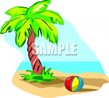 350x314 Royalty Free Clipart Image Cartoon Of Palm Treend Ball On