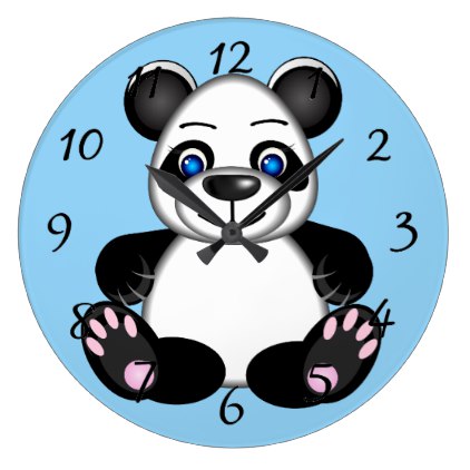 422x422 Cute Cartoon Panda Bear Large Clock Large Clock